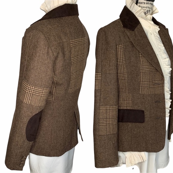Braefair Tweed Wool Blend Equestrian Riding Button Blazer Brown Jacket Size 4 - Picture 4 of 16